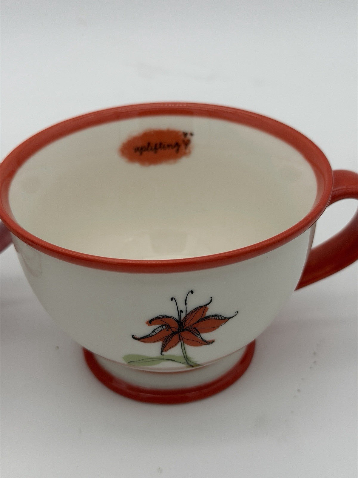 Starbucks Inspiring Uplifting 10oz Floral Footed Cup COFFEE TEA 2006 Floral Mugs