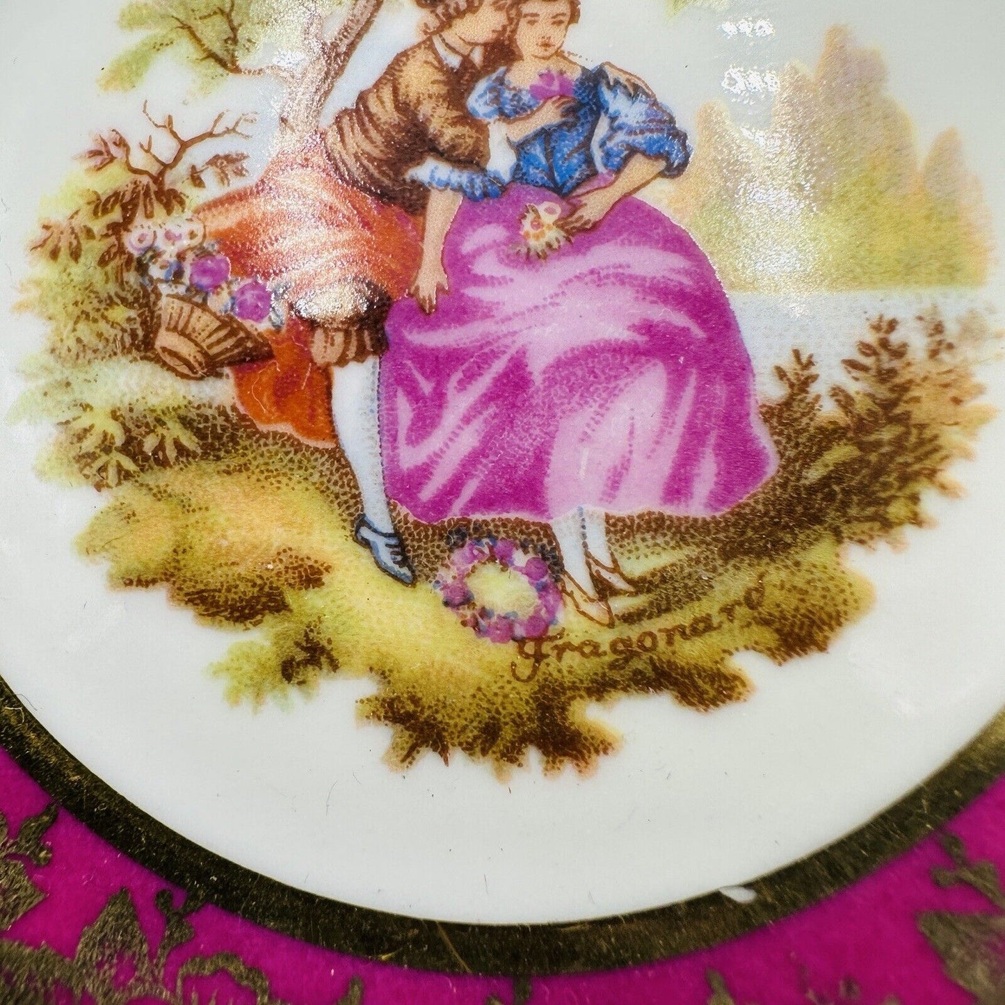 Limoges Miniature Plates Courting Couple & Cherubs Porcelain France Traditional