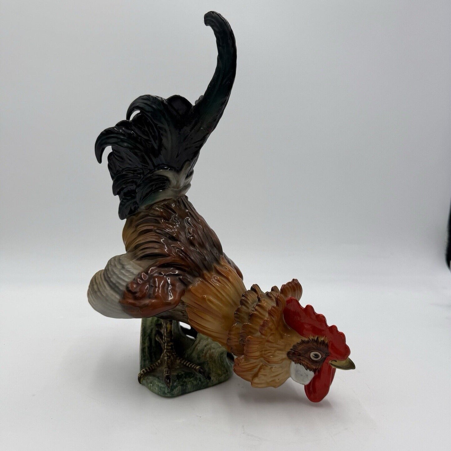 Large Algora Porcelain C.Martinu Hand Painted Rooster Figurine Spain Vintage 11”