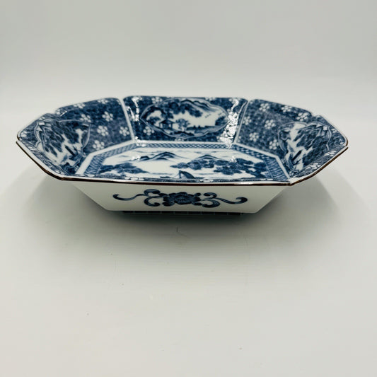 Japanese Serving Platter Victorian Antique Satsuma Dish Blue White