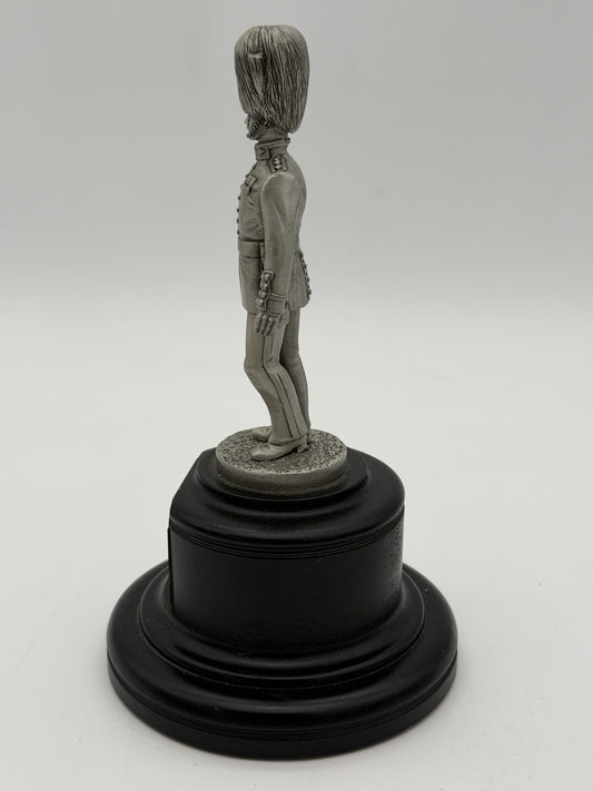 Vintage Pewter Grenadier Of Canada On wooden base soldier figurine Sculpture 7.5