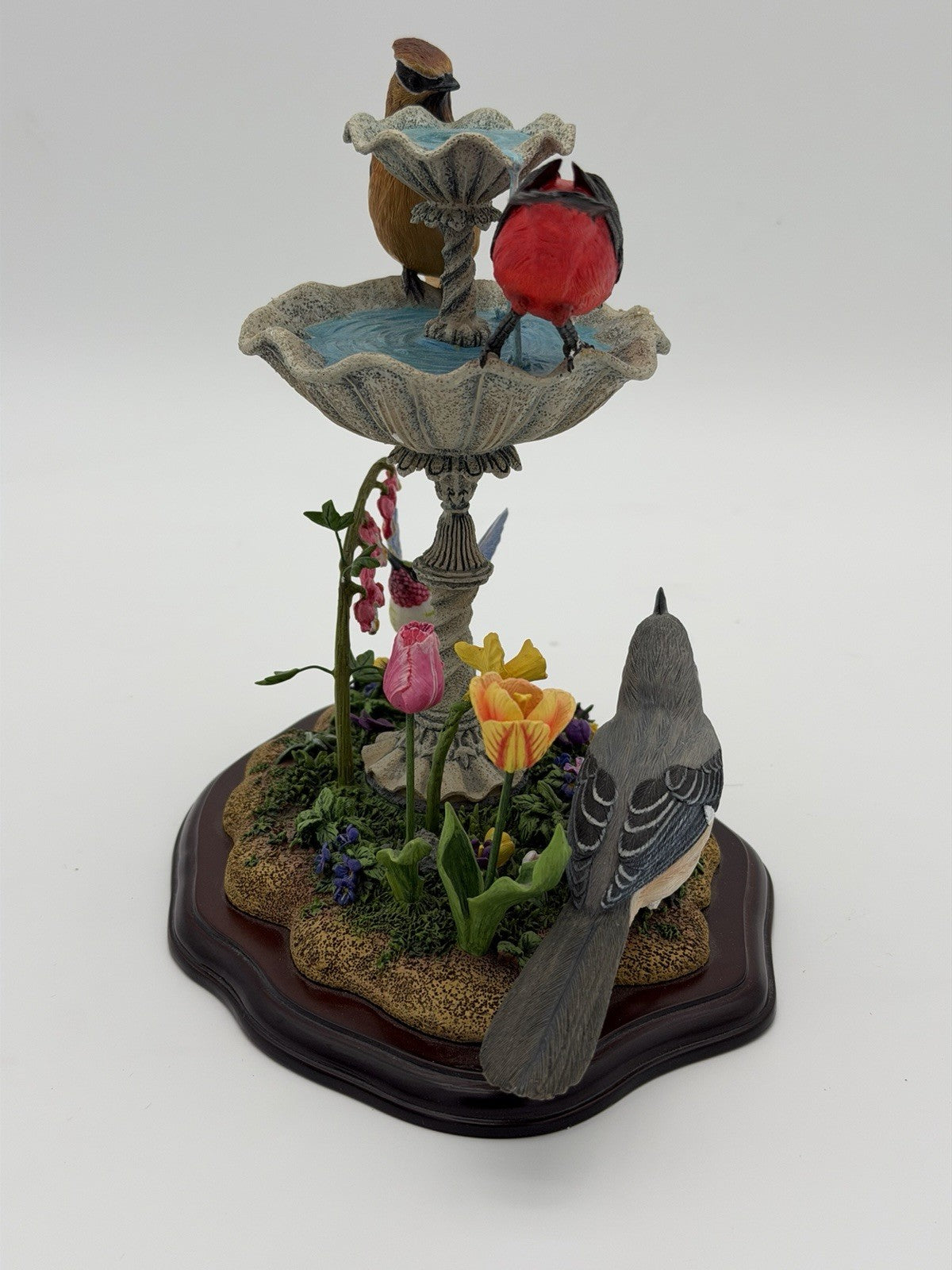 Danbury Mint Spring Gathering Bob Guge Bird Bath Painted Floral Season Figurine