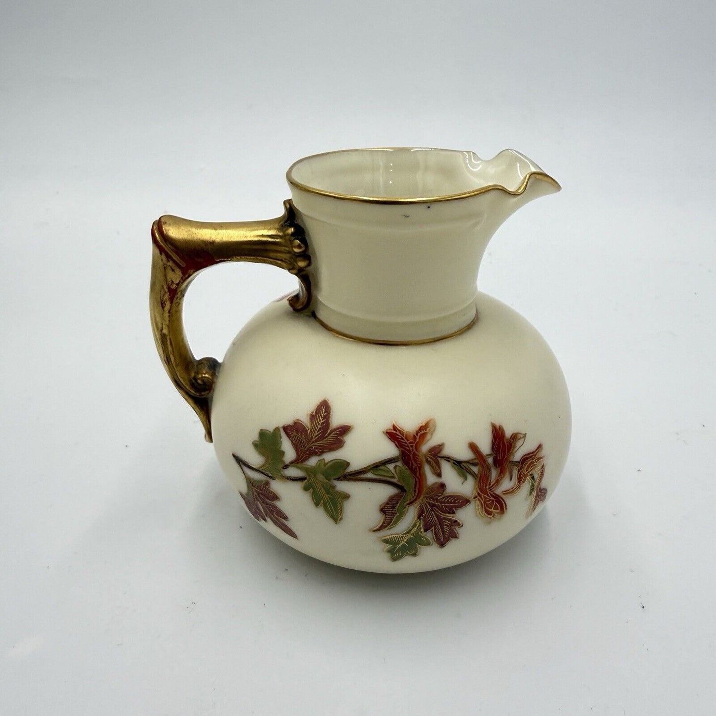 Antique Royal Worcester Porcelain Pitcher Hand Painted Floral #1376 England 4”