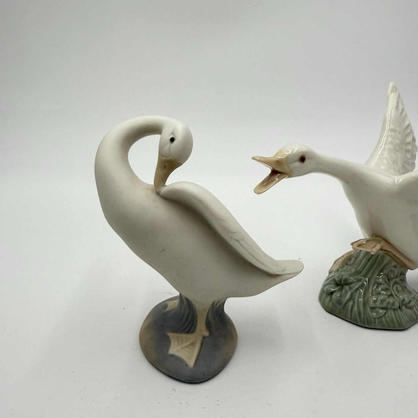 Vintage Lladro Spain Porcelain Ducks Figurines Glossy /matte White Rare 4” Set