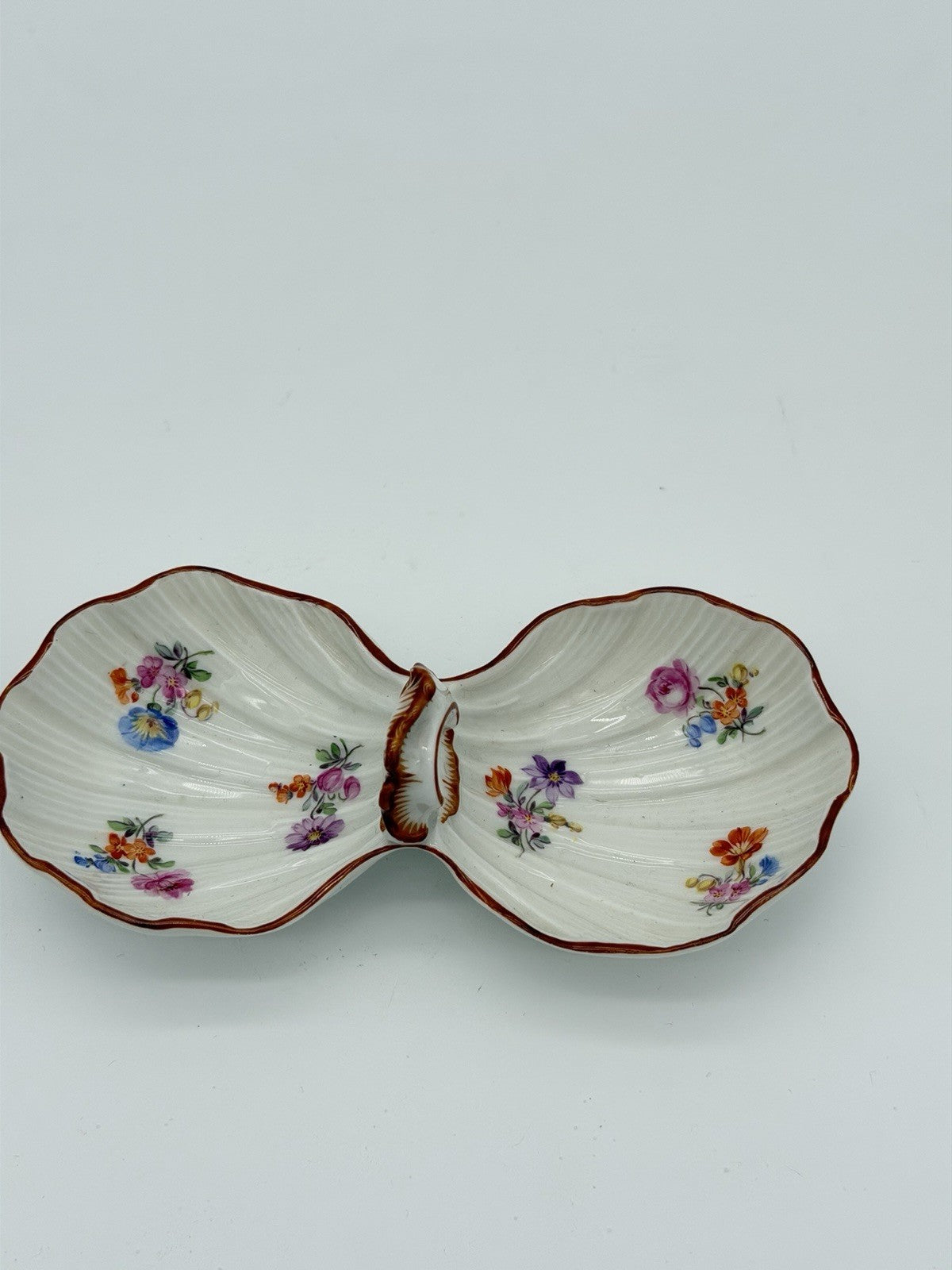 Antique Meissen porcelain double sided dish /tray floral painted 18th century