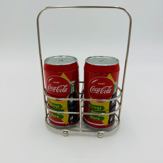 Coca Cola Tin Salt Pepper Caddy Set Official Brand Vintage Tableware Decor Metal