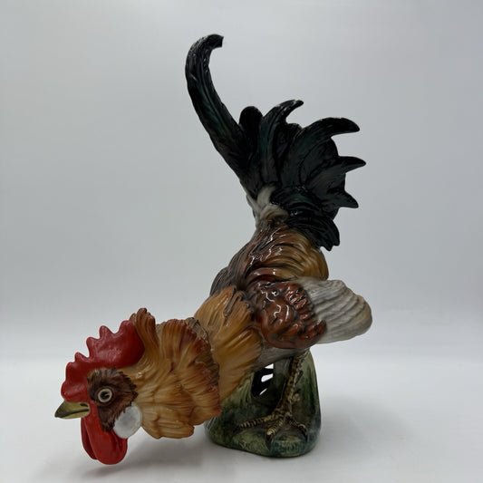 Large Algora Porcelain C.Martinu Hand Painted Rooster Figurine Spain Vintage 11"
