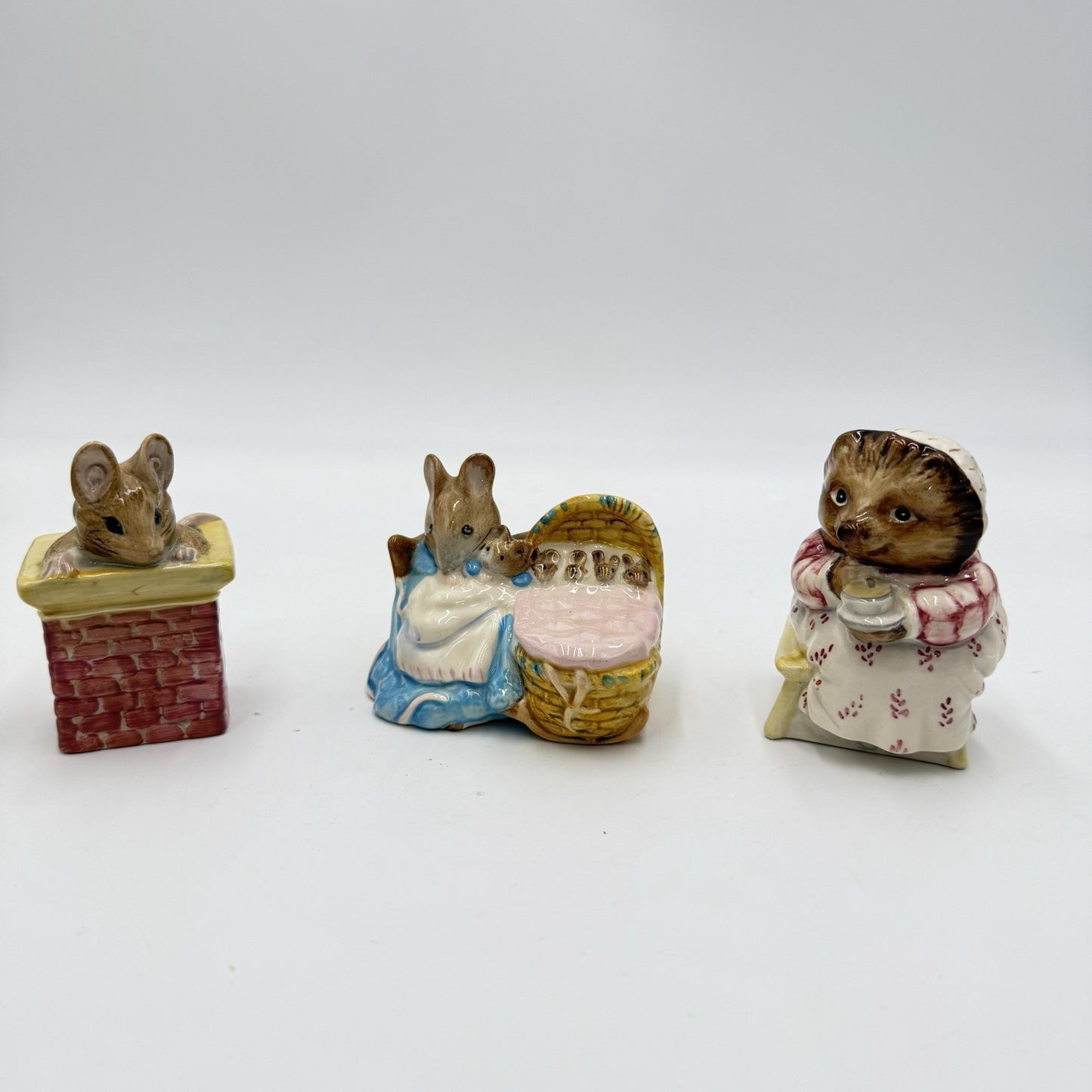 Royal Albert Beswick England Porcelain  Beatrix Potter Mice Figurines Set 3 PCs