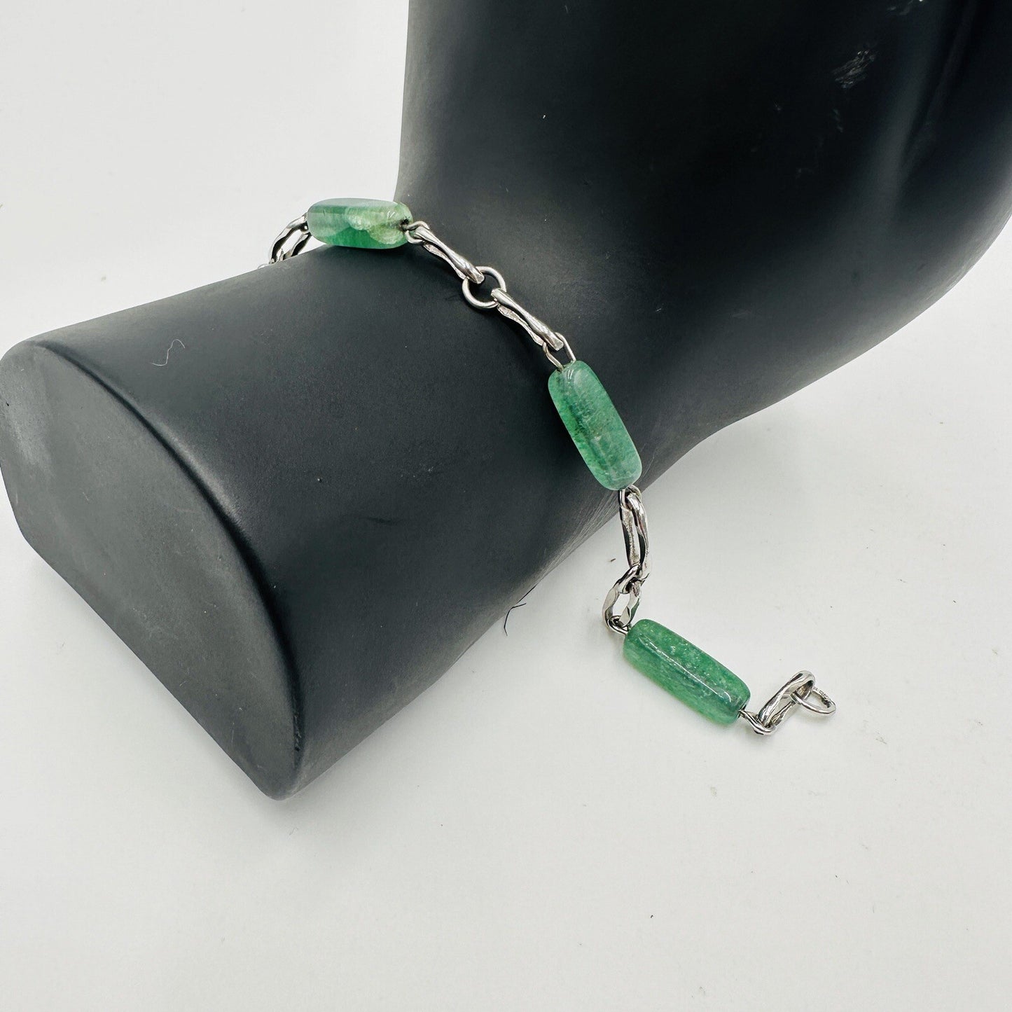 Krementz Bracelet Women's Jewelry Sterling Silver Green Glass Jade Vintage Mark