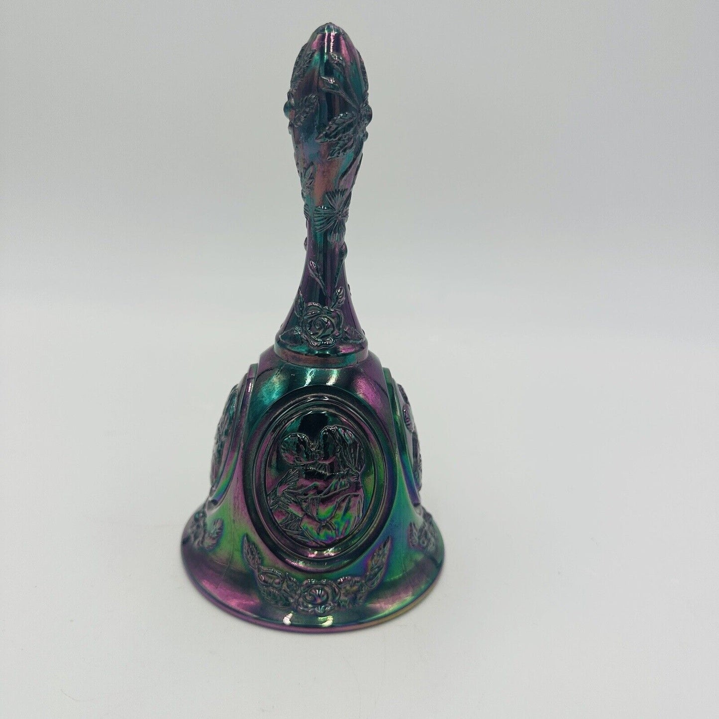 Fenton Bell Carnival Iridescent Madonna & Child 6.5in Vintage Large Art Glass