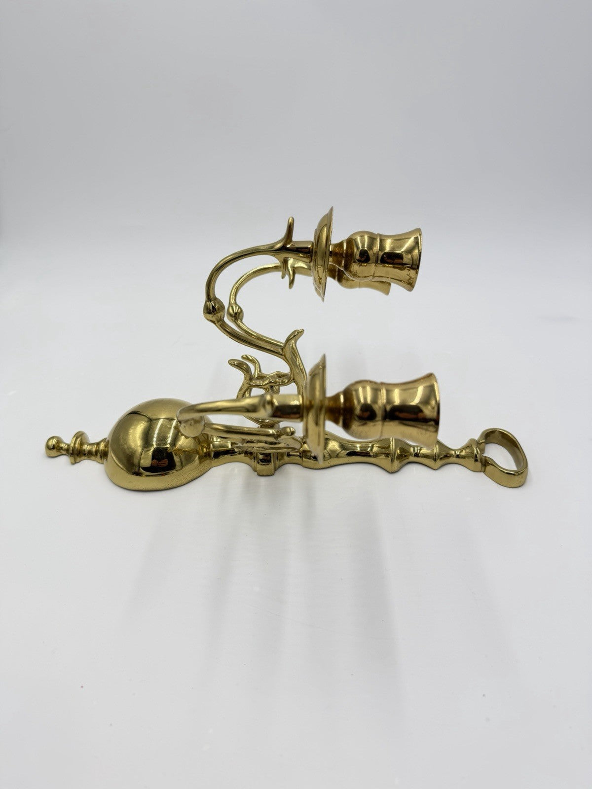 Hollywood Regency Solid Brass Wall Sconce | Triple Arm wall Candle Holder 12”x9”