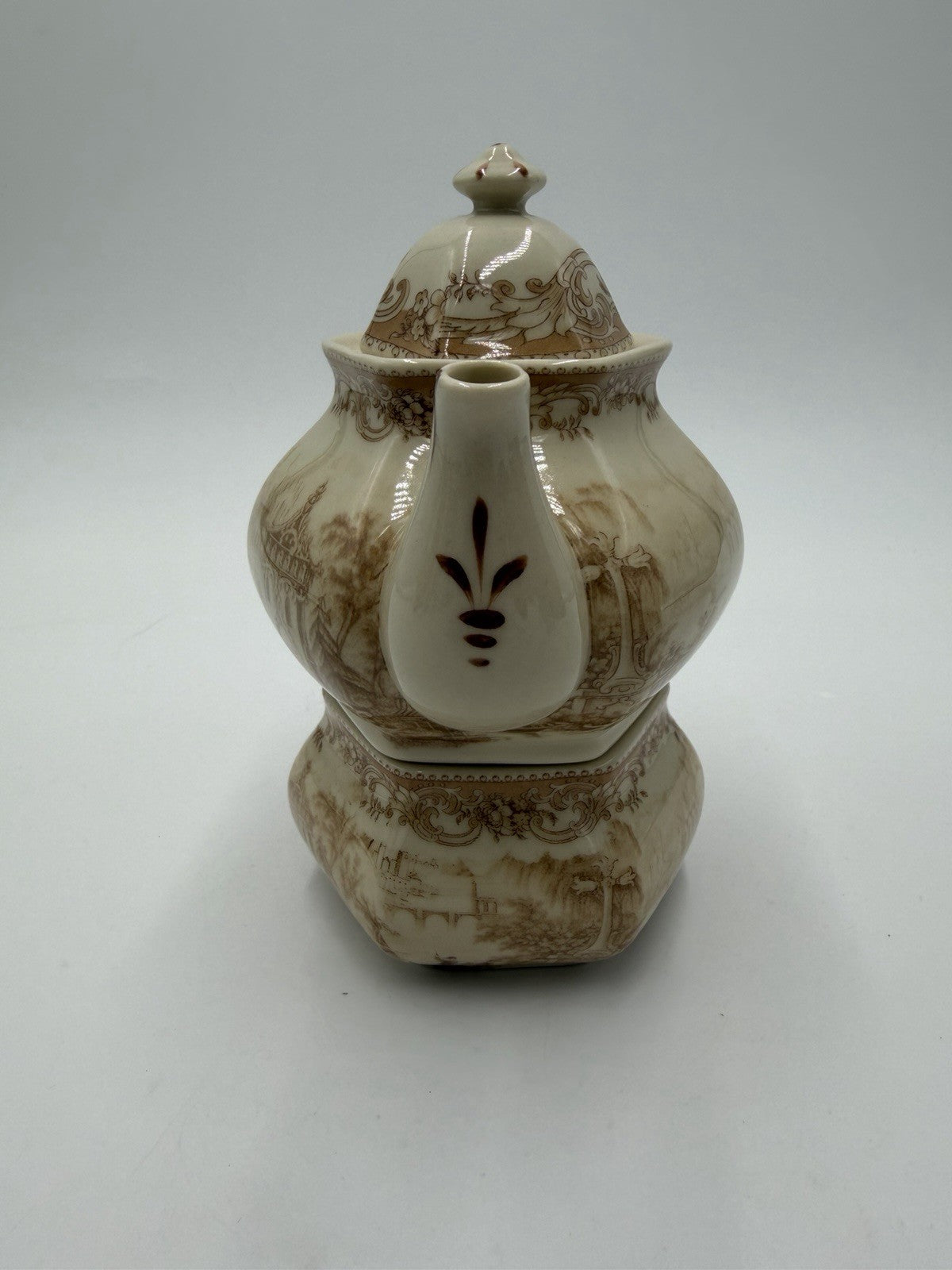Staffordshire Queen's Fine Earthenware Stackable Porcelain Teapot 7”H Vintage