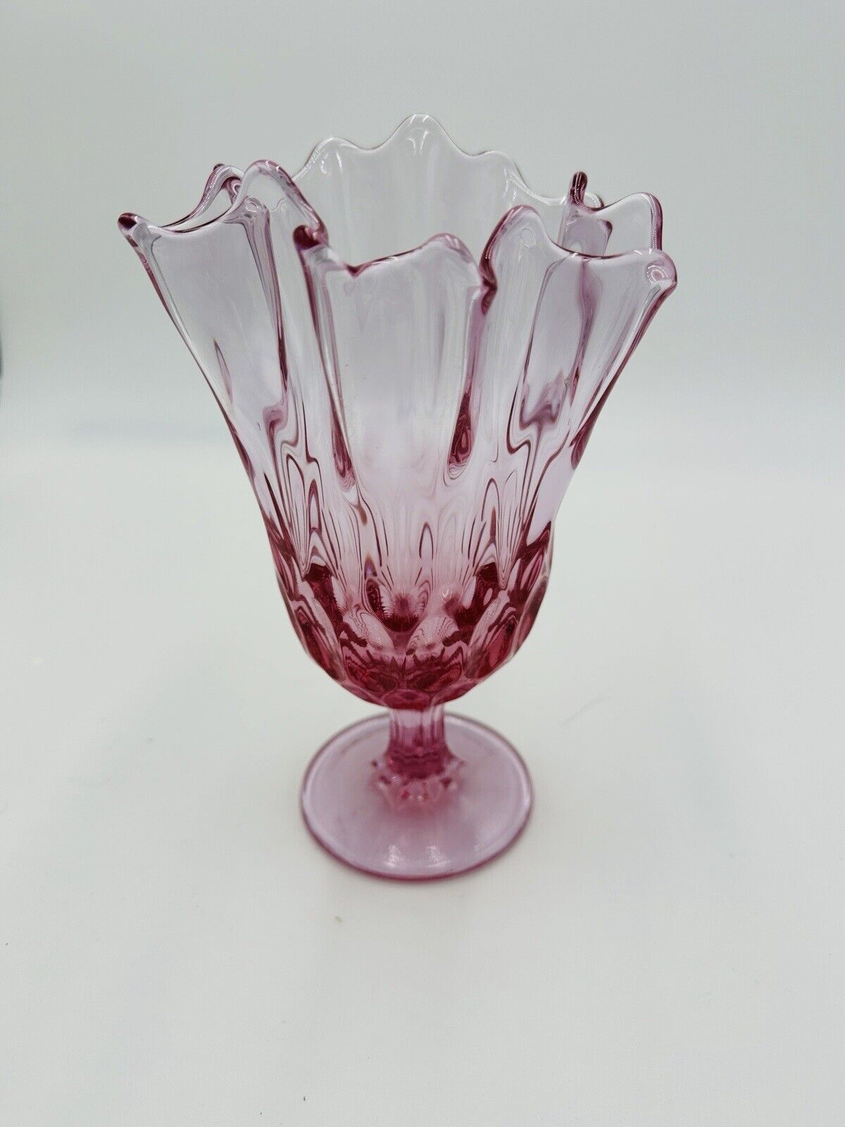 Fenton Vase Lily’s Of The Valley Art Glass Colonial Purplish Pink Standing Decor