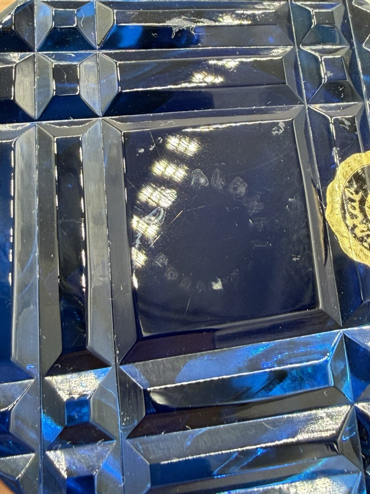 D'ALBRET France  Crystal Blue Faceted SULPHIDE Cameo KING GUSTAV Sweden