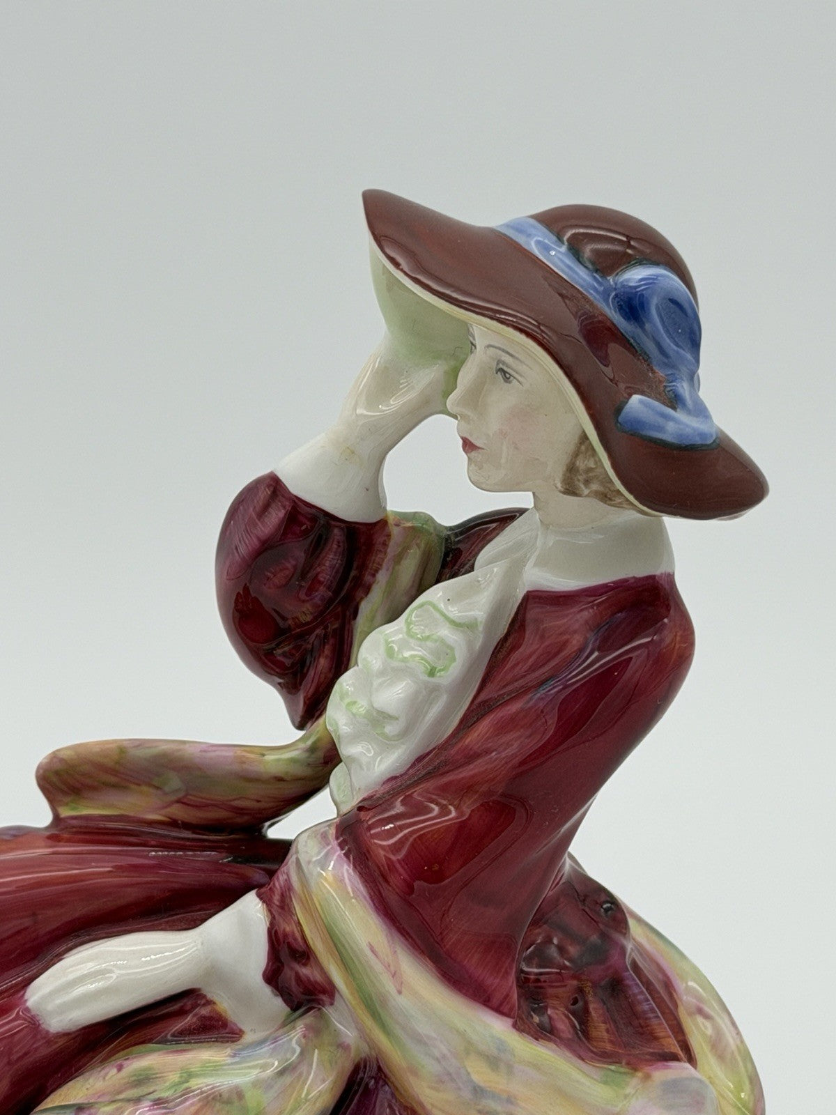 Royal Doulton England Porcelain Top of the Hill Lady Red Dress HN 1834 Figurine