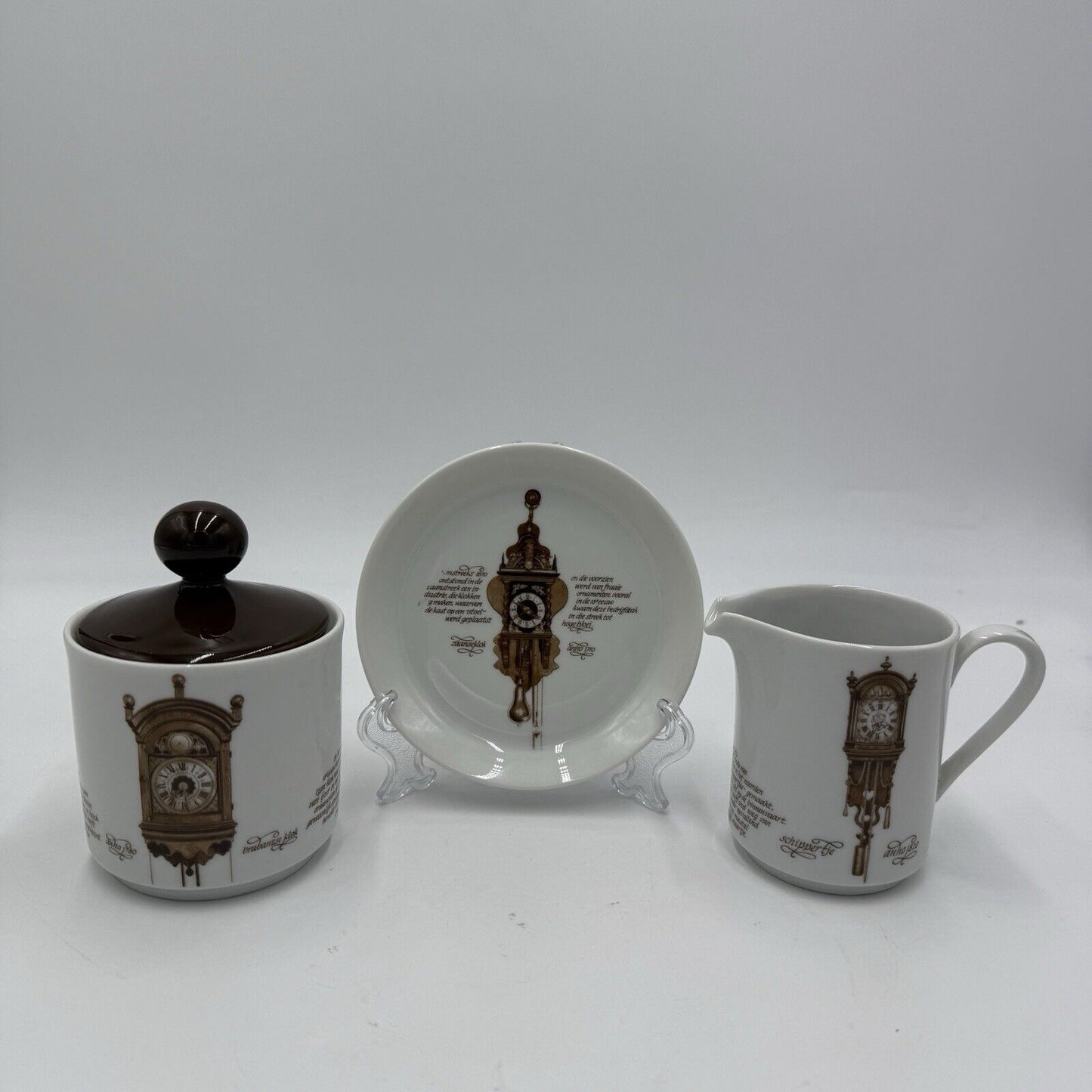 Mitterteich Porzellan Porcelain Antique Clocks Sugar and Creamer Saucer