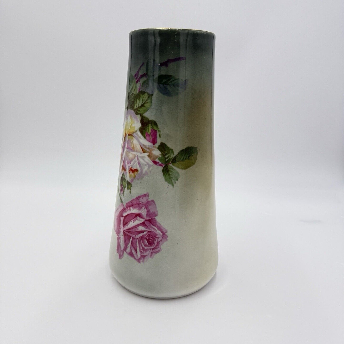 Antique Carl Tielsch CT Altwasser Silesia Germany Hand Painted Vase 1900's 10.4”