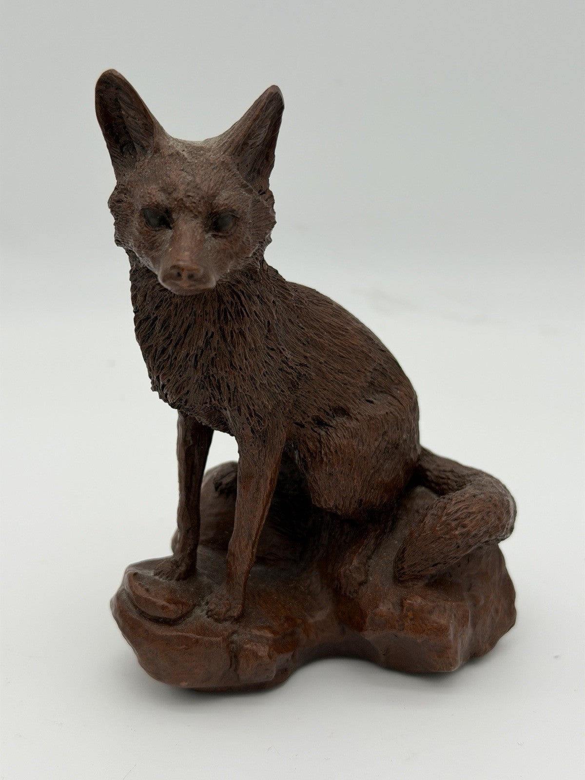 Rare Red Mill MFG Sculptures USA Fox Carved Resin Rustic Figurine 5”