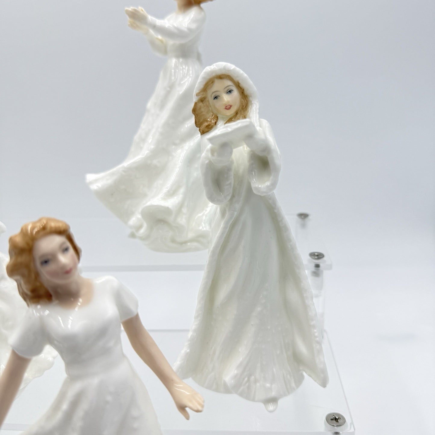 Royal Doulton Porcelain England White Ladies By A. Maslankowski Figurines Set