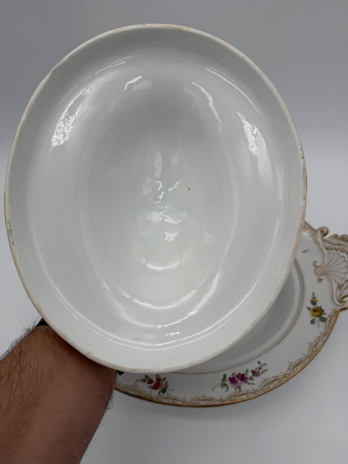 Antique Meissen 2pc Porcelain Lidded Tureen Caserole Dish Bowl FLoral Germany