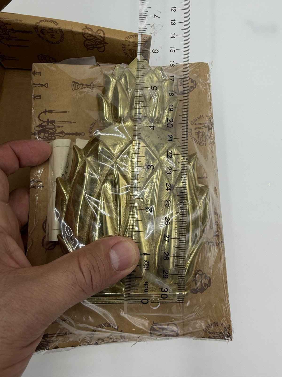 Virginia Metalcrafters Vintage Pineapple Solid Polished Brass Door Knocker 6”L