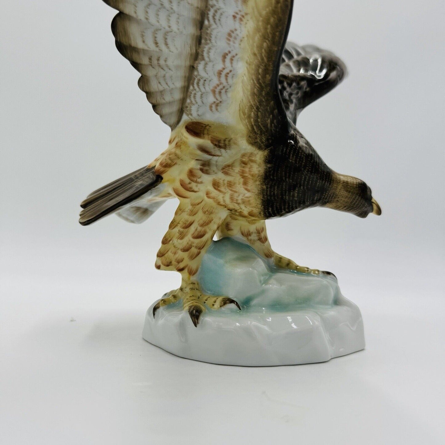 Herend Hungary Porcelain Turul Eagle on Rock Wings Spread Out Figurine 5057