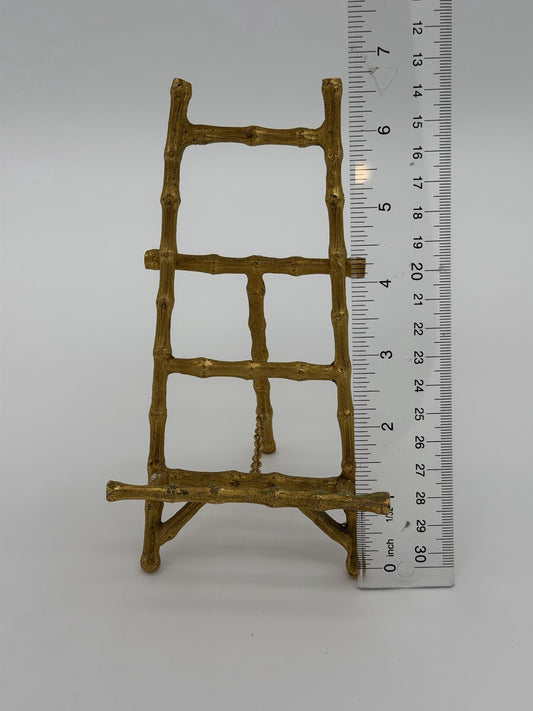 VTG Brass Gold MCM Faux Bamboo Style Picture Easel Art Photo Stand Regency