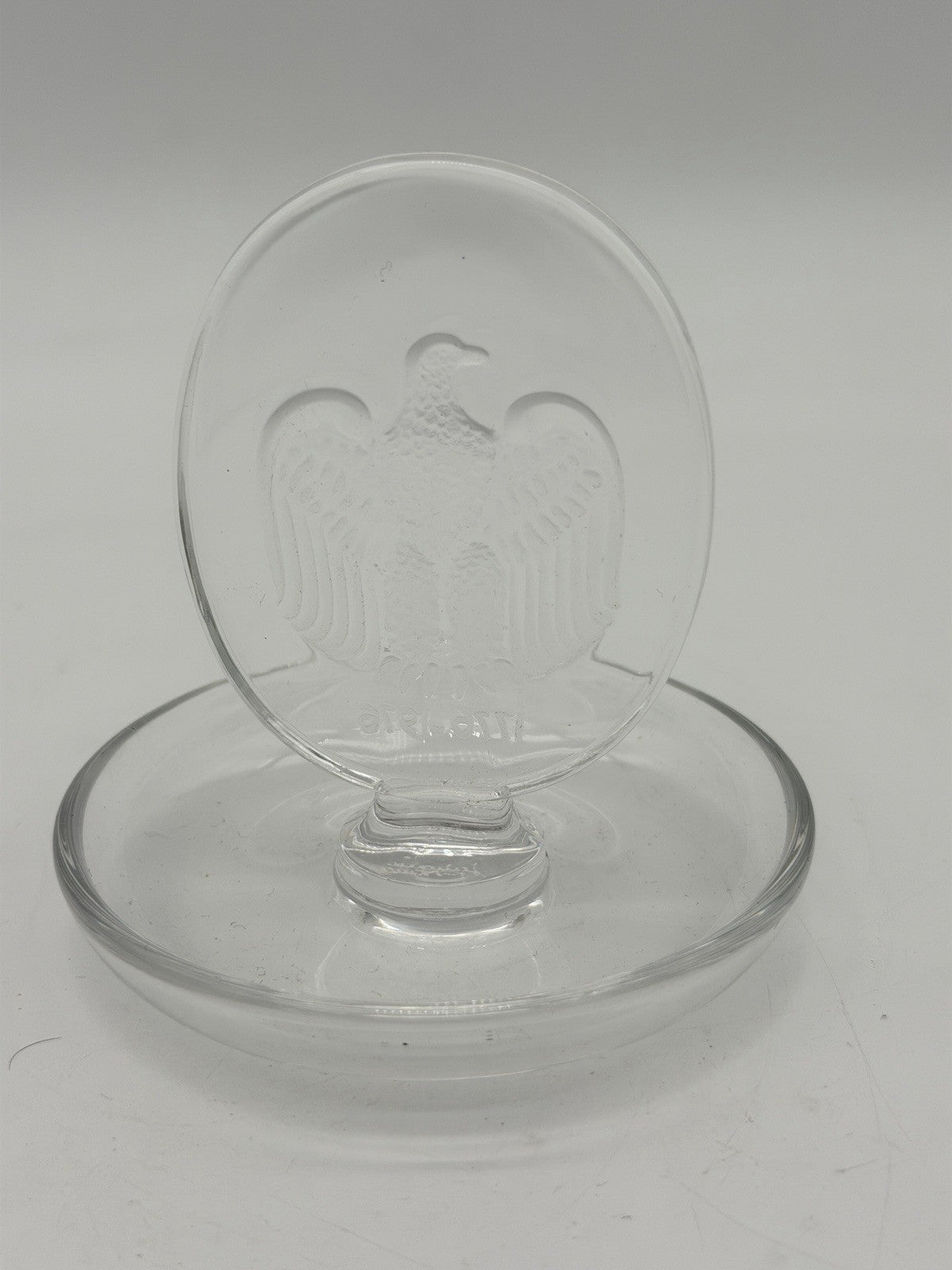 Lalique Crystal France 1976 Eagle Ring Holder Etched Vintage Jewelry Display