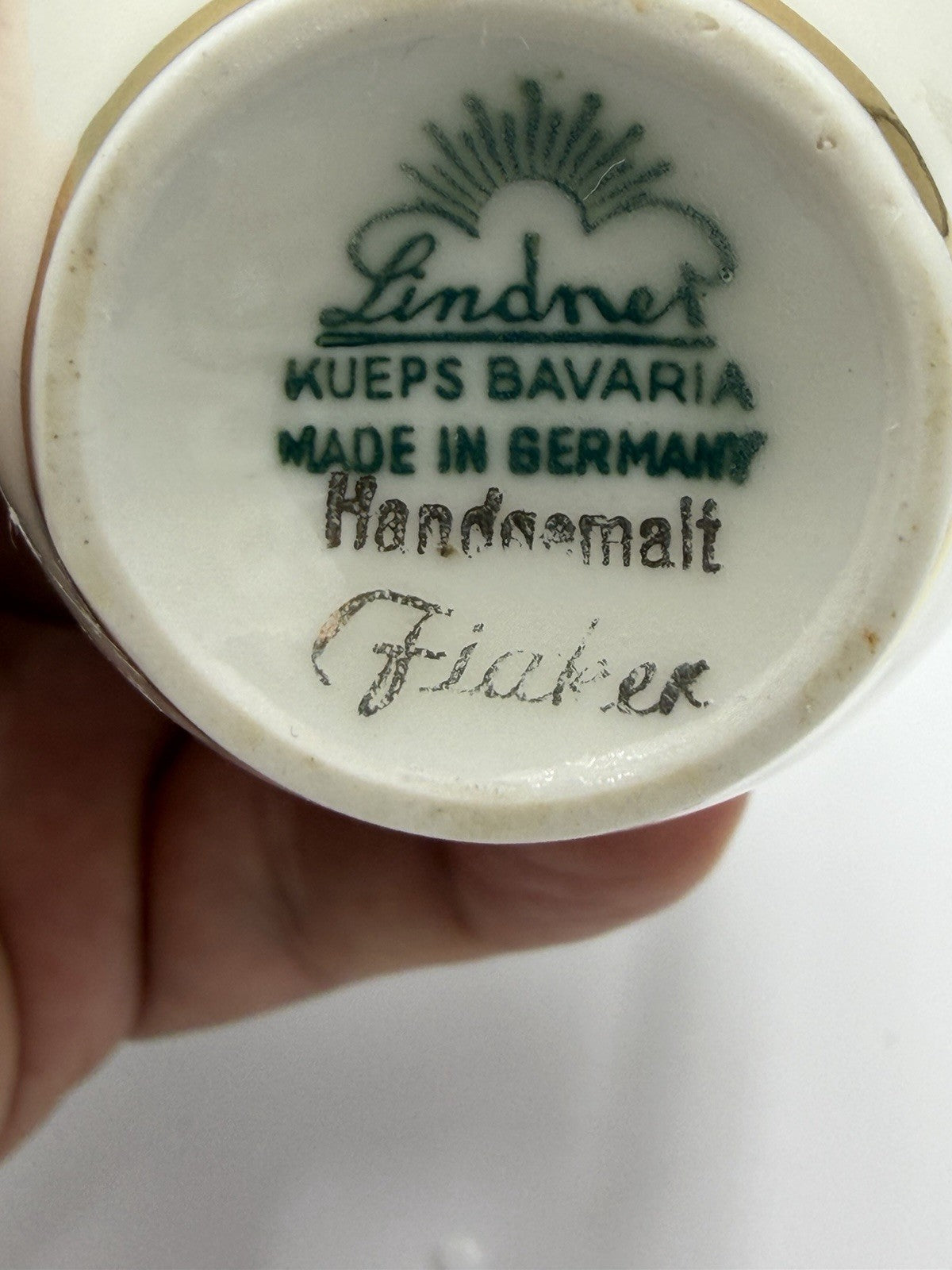 Vintage Lindner Porcelain Kueps Bavaria Germany Pitcher 5” Horseback Ride