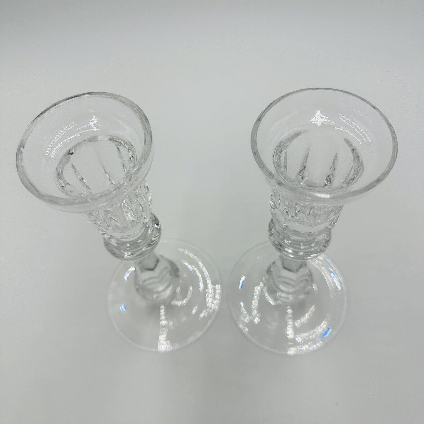 Waterford Crystal Candle Sticks Ireland Cut Glass Vintage Gothic Marking