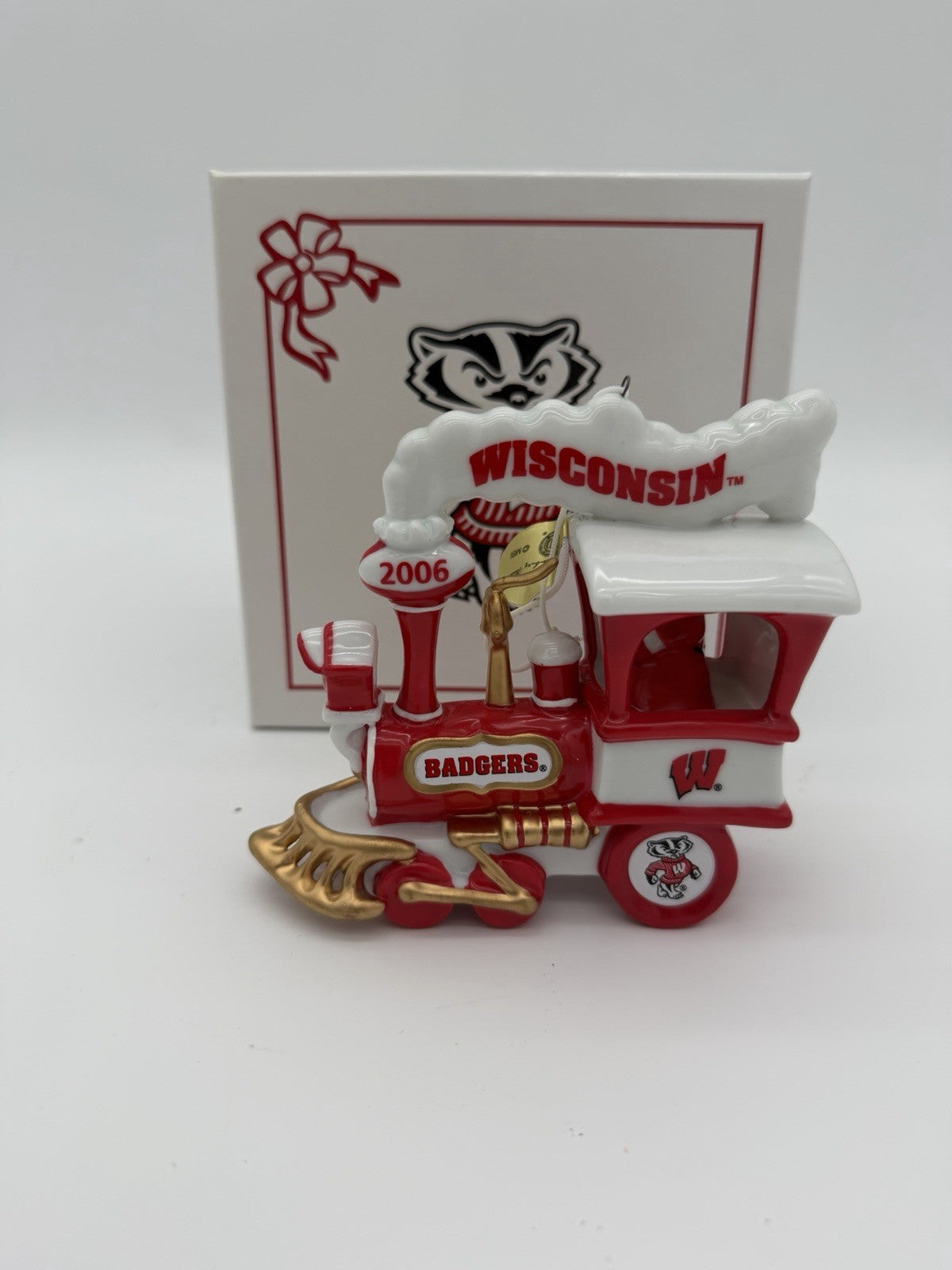 Danbury Mint Wisconsin Badgers Santa Train 2006 Ceramic Christmas Ornament New