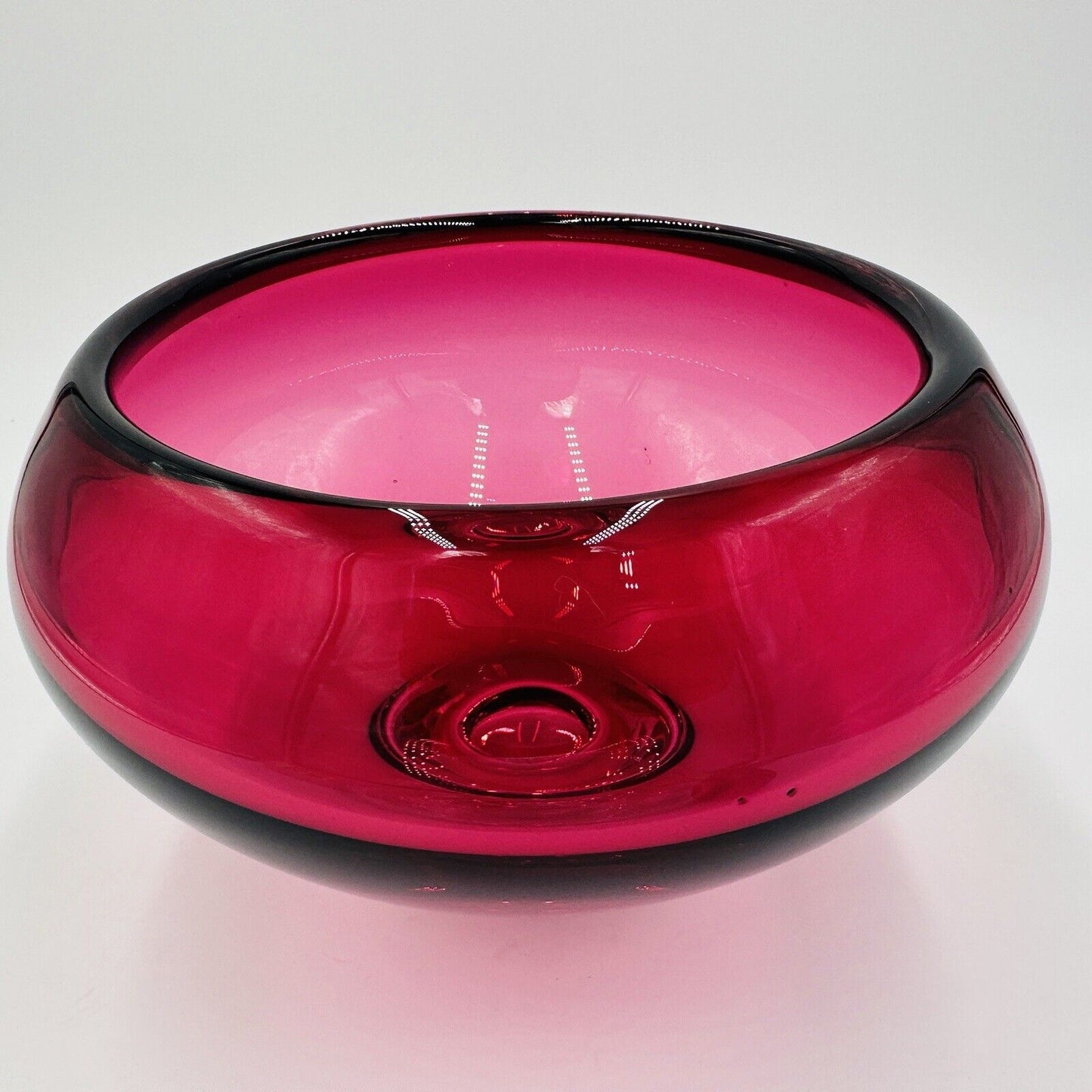 Buxton & Kutch Bowl Art Glass Signed Cranberry Slant Pier #970613 Large Rare