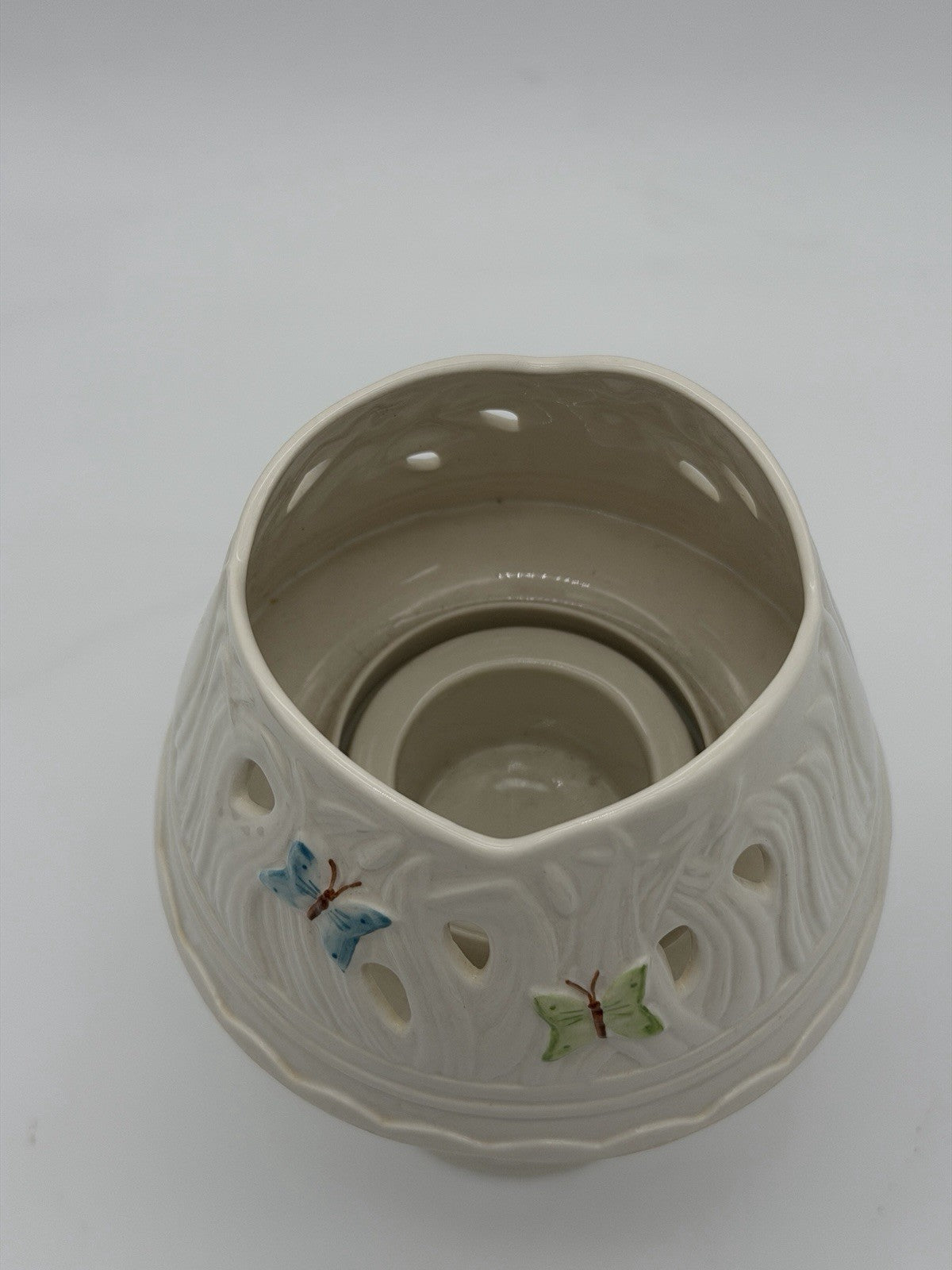 Belleek Ireland porcelain summer butterfly pierced votive lamp 13th Anniversary