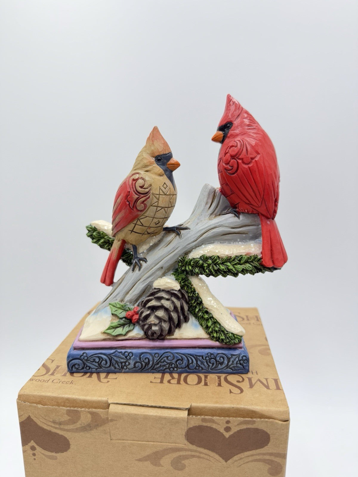 Rare Jim Shore Cardinals Pair Birds on Branch Peace Love & harmony Figurine 6”