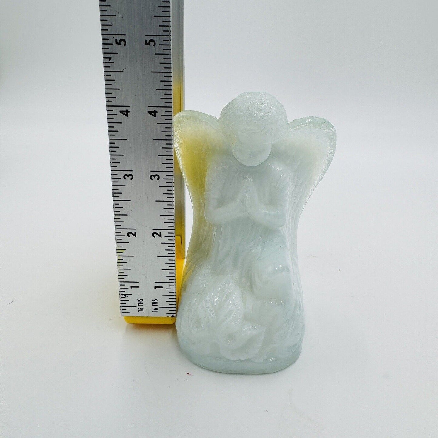 Boyd Art Glass Angel White Blue Clear Pressed Glass Figurine B Vintage