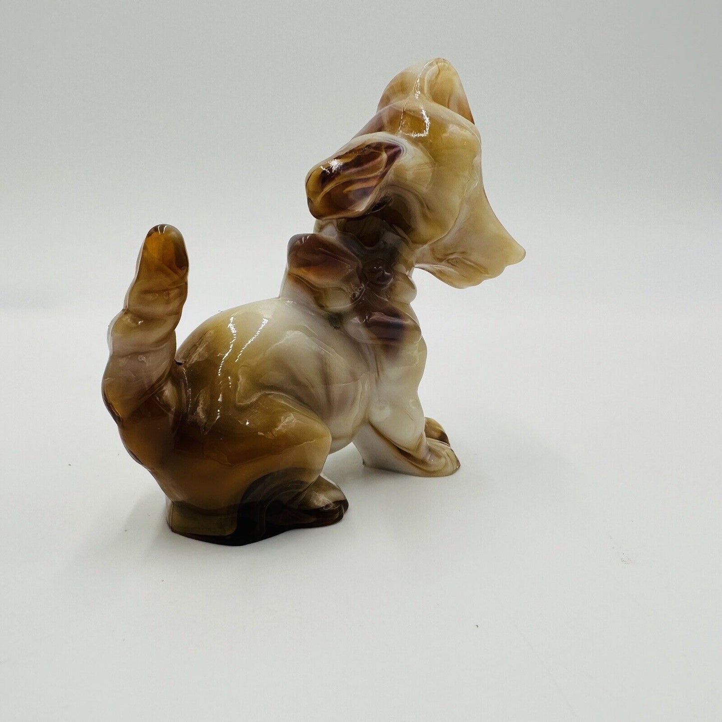 Imperial Art Glass Dog Figurine End O’day Glass Caramel Slag Collection Vintage