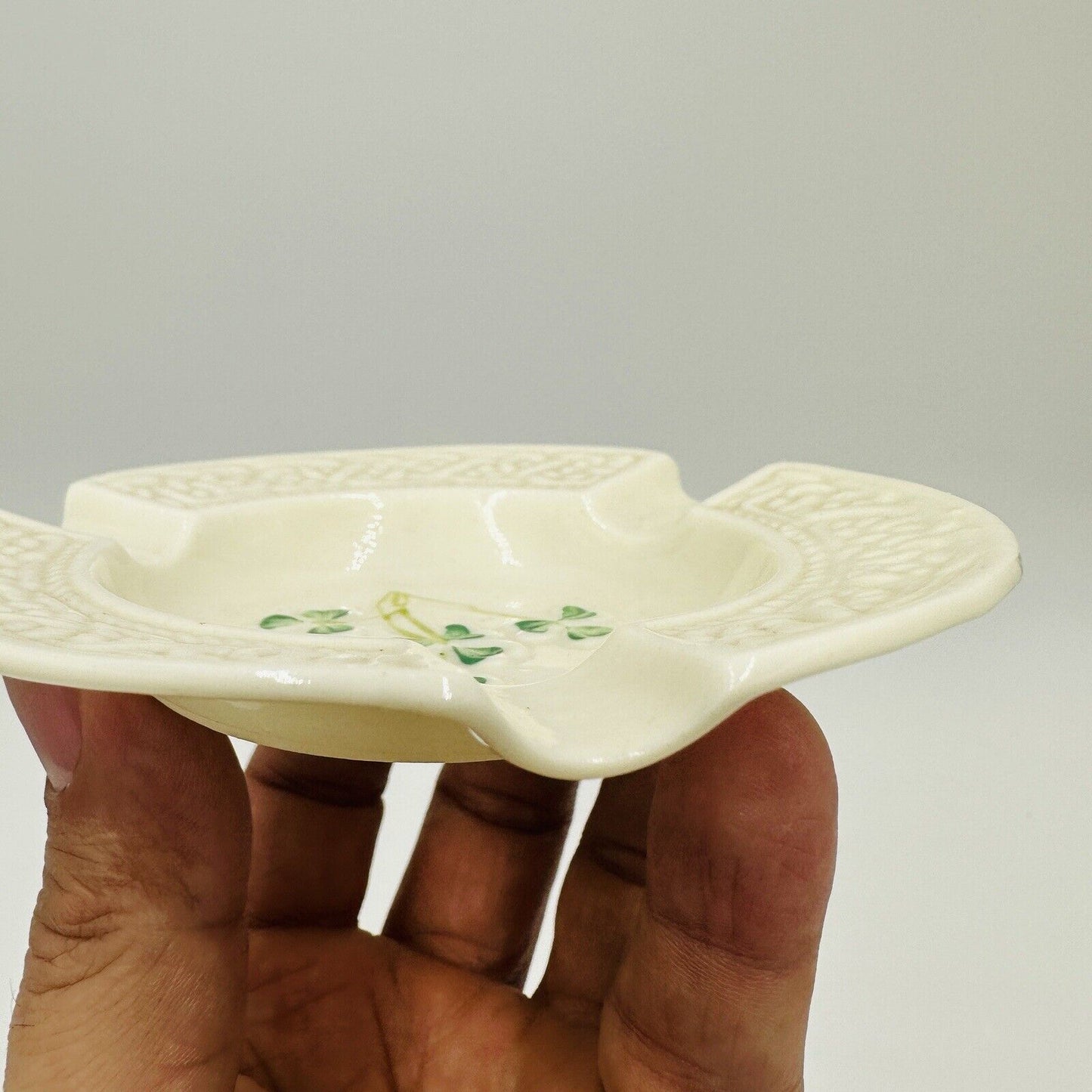 Belleek Ashtray Shamrocks 6th mark 1965 -1980 Ireland Small Vintage Porcelain