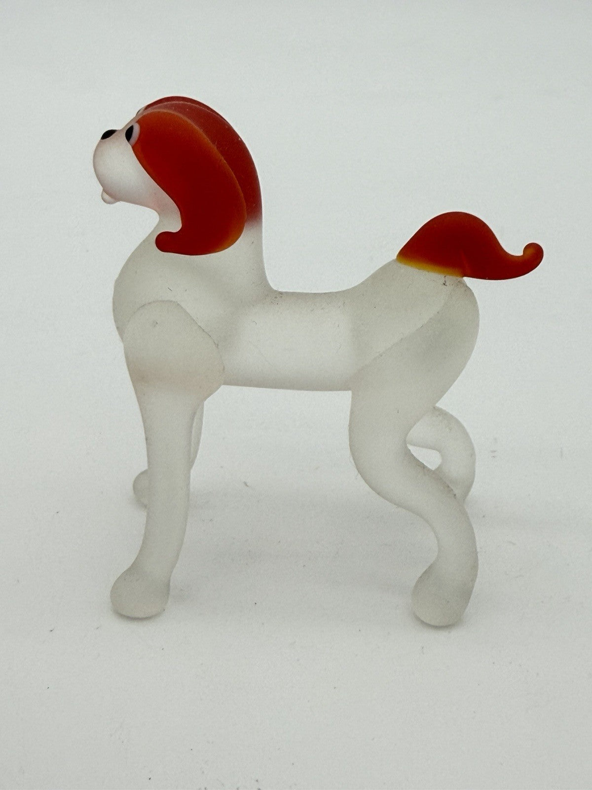 Vintage Art Glass Hand Blown Vizla Dog Red White Figurine 2.5”Italian European