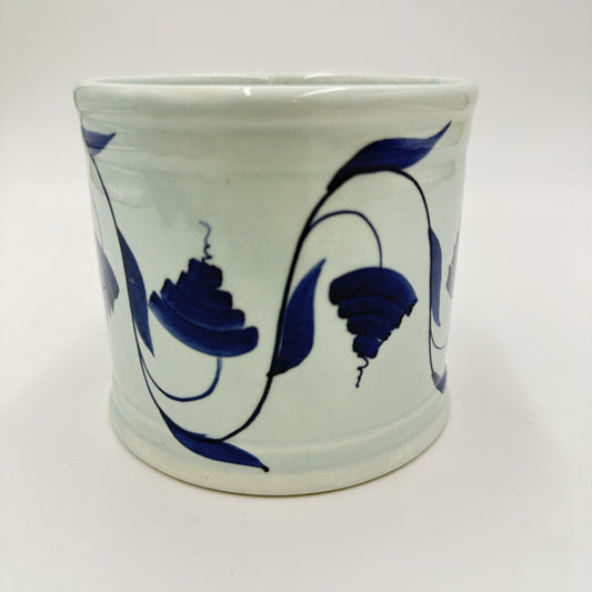 Vintage Este Ceramiche Blue Planter Italy G 4-103 Floral Abstract Pattern 3.5”x4