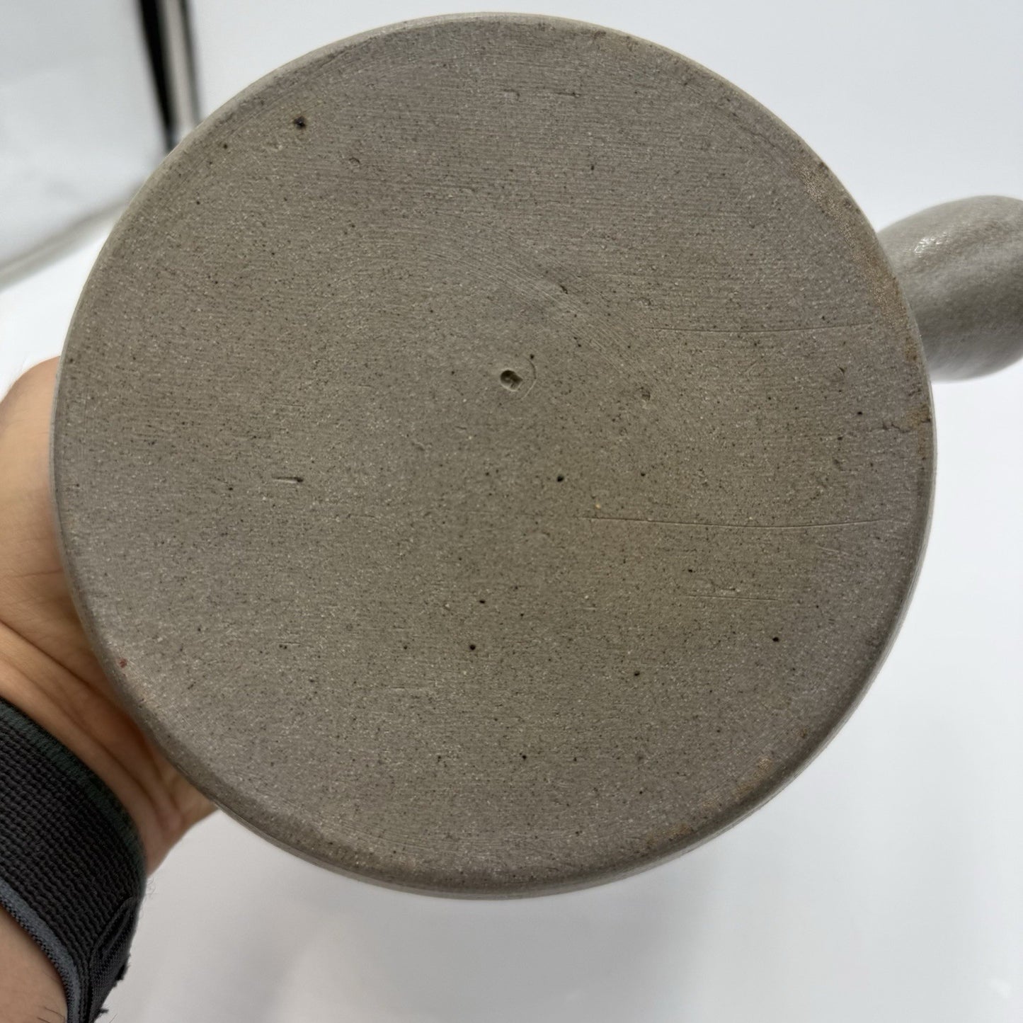 Rowe Pottery Works Salt Glazed Soup Crock Bowl Salt Glaze Blue Floral Design 9in