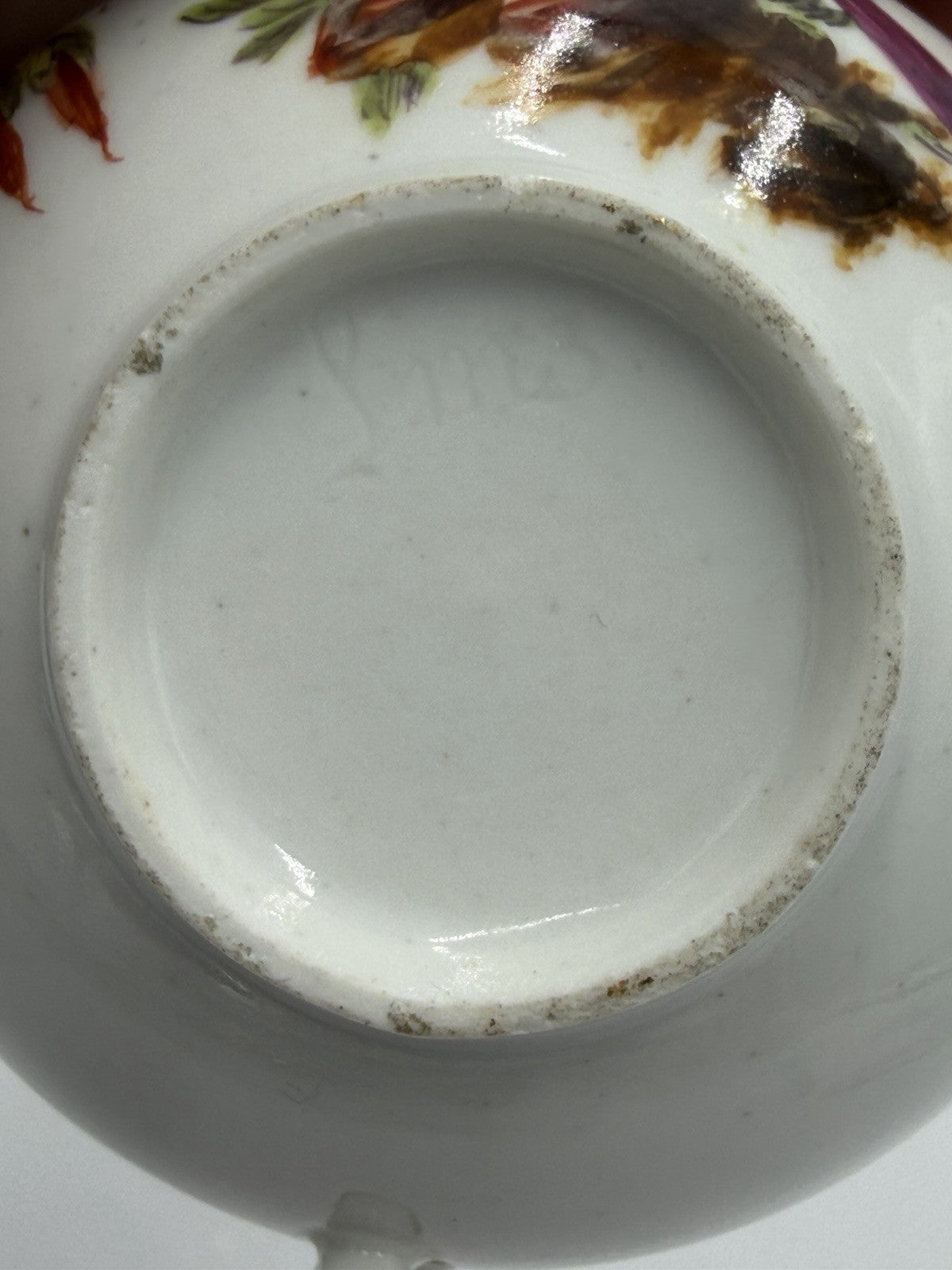 17th Century Paris Porcelain Litron teaCup & Saucer La Courtille hand painted