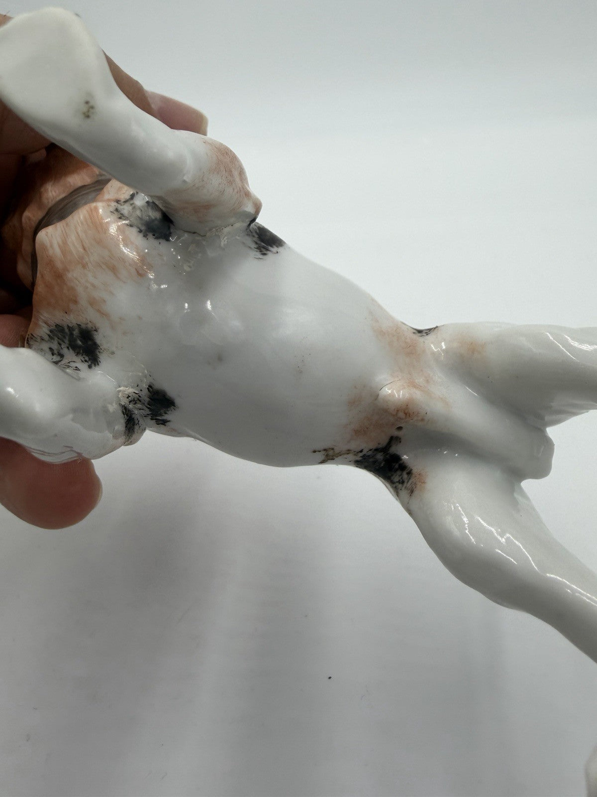 Vintage Porcelain Bulldog Hand Painted Figurine Small Glossy Japan 3”Hx5”L