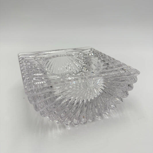 VTG Late 20th Century Art Deco Cut Crystal "Vide Poche" Trinket Bowl, 4.3*4.3*2"