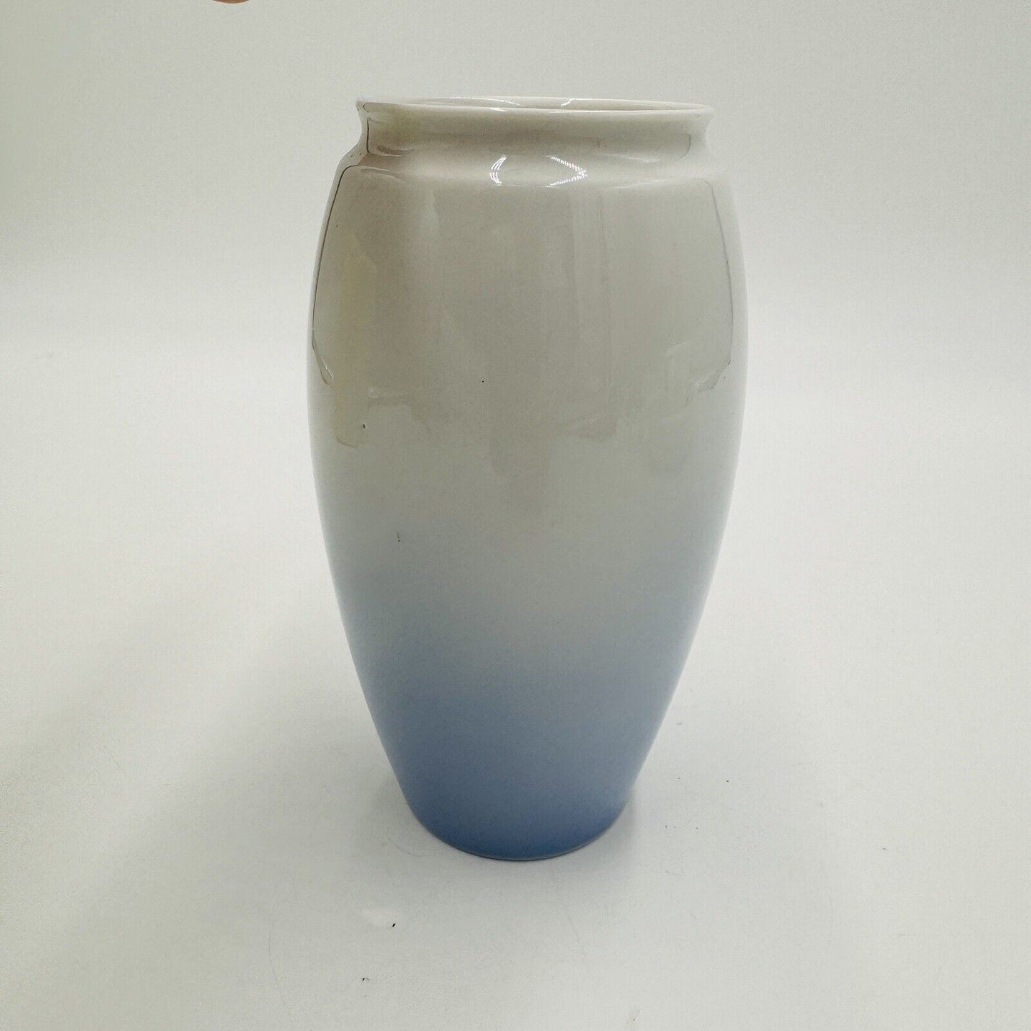 Bing & Grondahl Denmark 5” Porcelain Vase Blue Ombre Pansy Floral Vintage