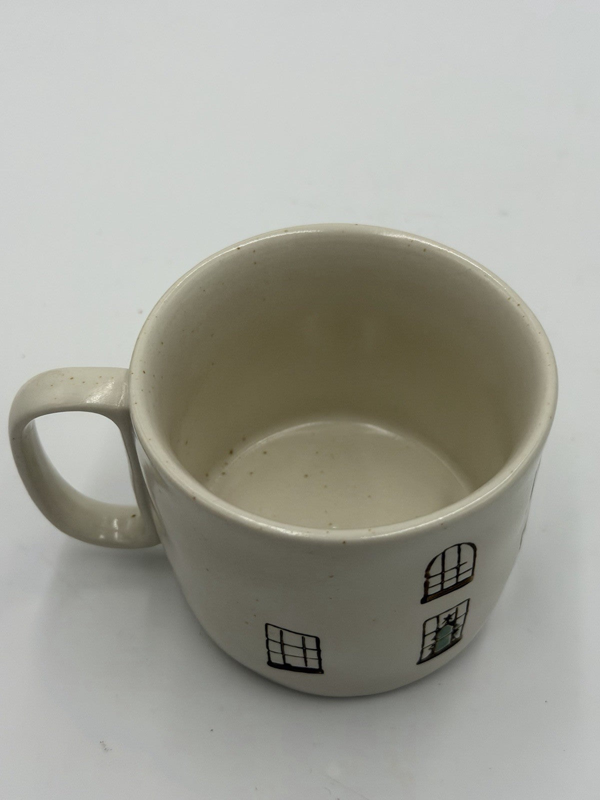 Anthropologie Cozy Home Red Village Rooftop Lid Christmas Coffee Tea Mug Rare