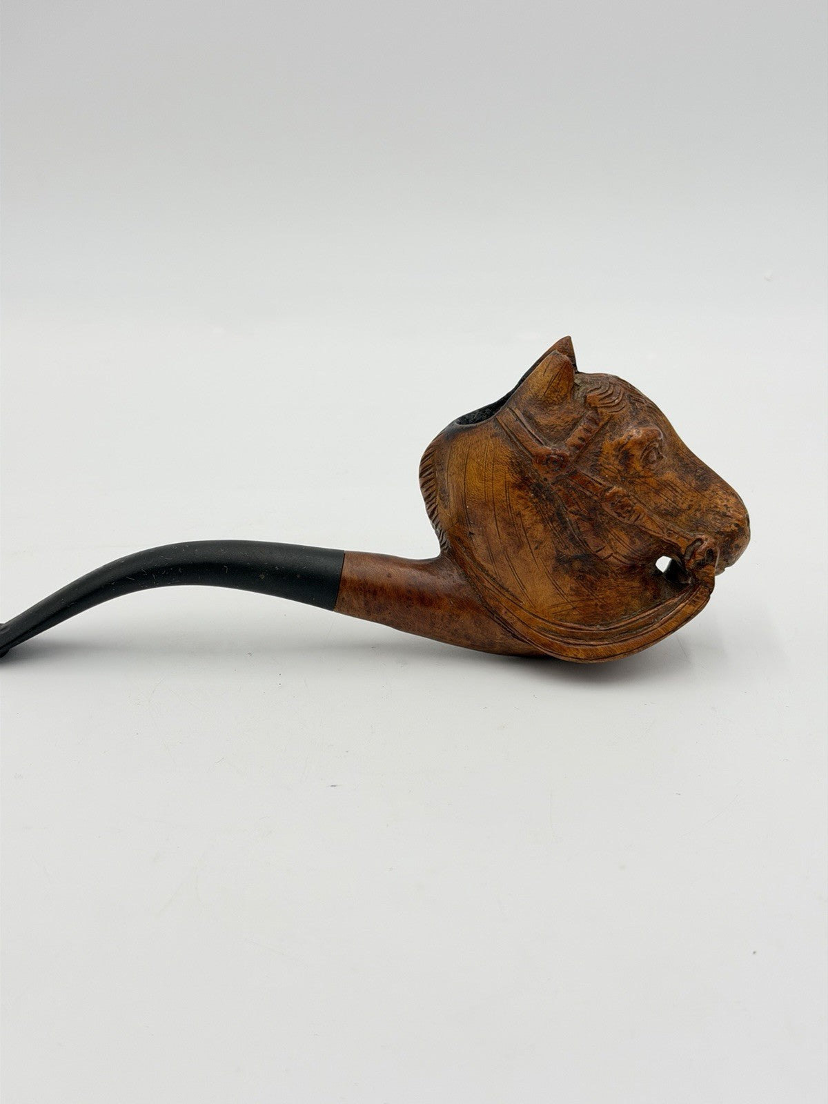 Antique Sommer Paris Wood Carved Horse Head Algerian Briar Tobacco Pipe