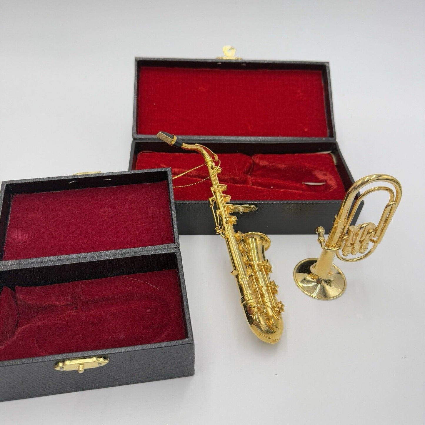 Vintage Brass Instruments Miniature Christmas Ornaments Saxophone Tuba