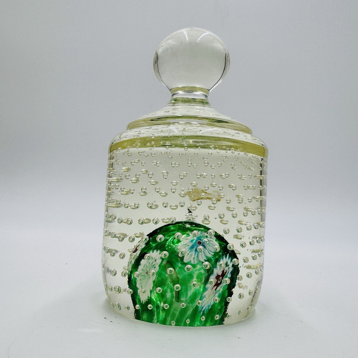 Vtg Fratelli Toso Murano Millefiori Control Bubble Art Glass Paperweight - Italy