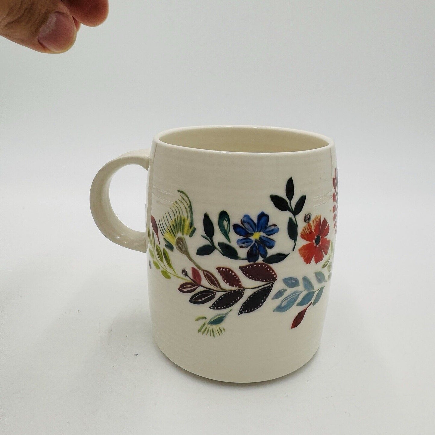 Anthropologie Starla M Halfmann Monogram Letter W Coffee Mug Floral Ceramic