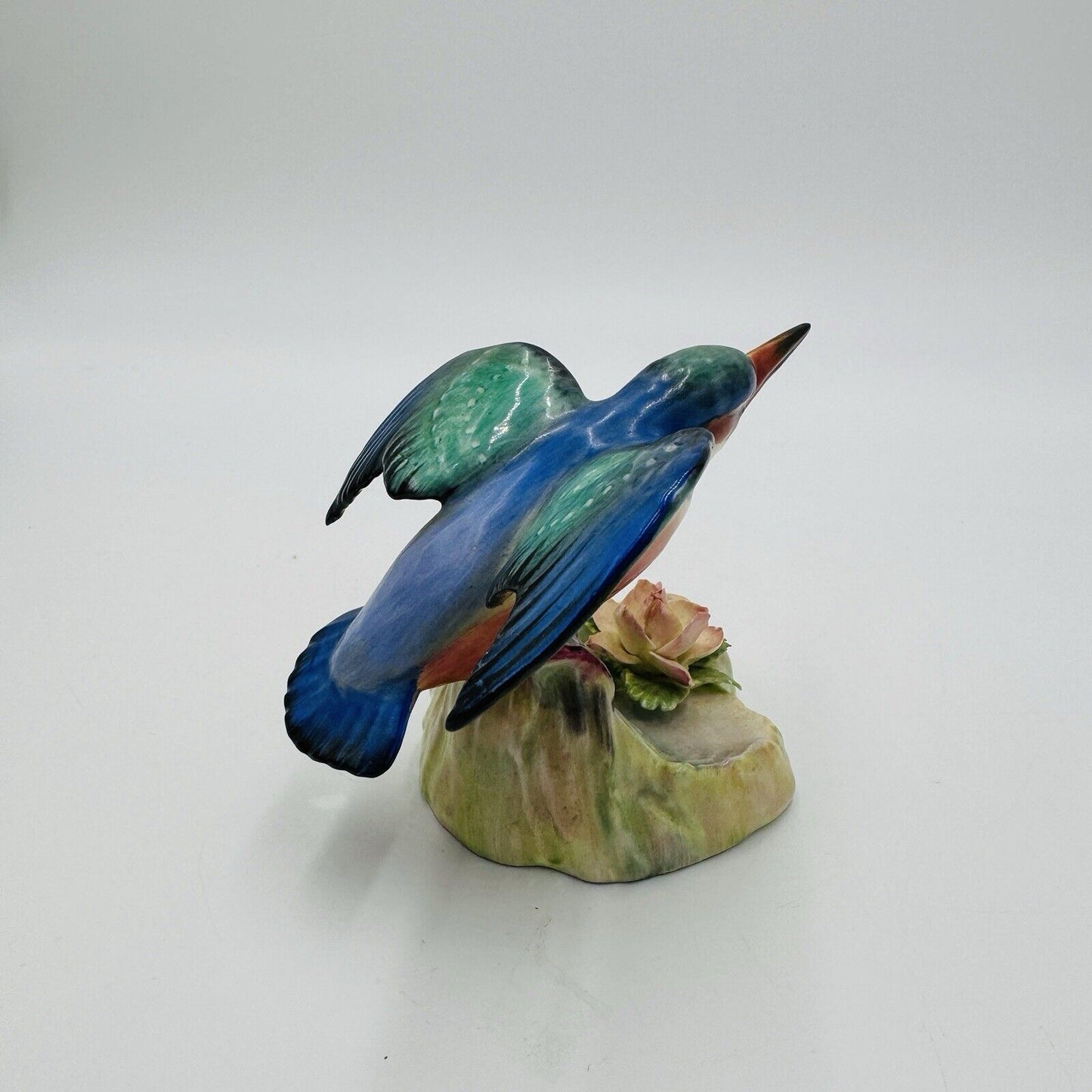 Adderley Floral Made England KingFisher Bird Figurine Hand Painted Porcelain 4”